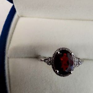 Genuine AAA+ Natural Red Garnet ring oval Cut ring solid sterling silver 925 Stp
